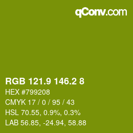 カラーコード: RGB 121.9 146.2 8 | qconv.com
