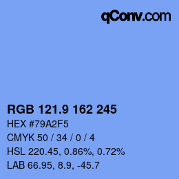 カラーコード: RGB 121.9 162 245 | qconv.com