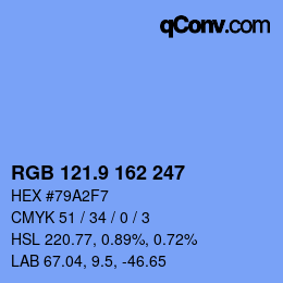 カラーコード: RGB 121.9 162 247 | qconv.com