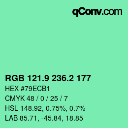 カラーコード: RGB 121.9 236.2 177 | qconv.com