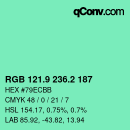 カラーコード: RGB 121.9 236.2 187 | qconv.com