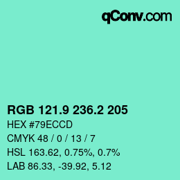 カラーコード: RGB 121.9 236.2 205 | qconv.com