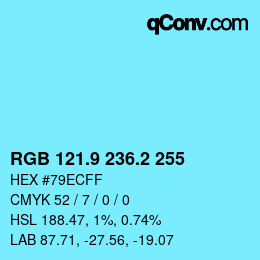 Color code: RGB 121.9 236.2 255 | qconv.com