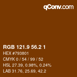 カラーコード: RGB 121.9 56.2 1 | qconv.com