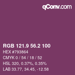カラーコード: RGB 121.9 56.2 100 | qconv.com