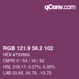 Color code: RGB 121.9 56.2 102 | qconv.com
