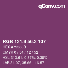 カラーコード: RGB 121.9 56.2 107 | qconv.com