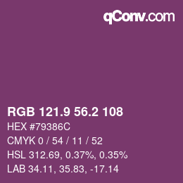 カラーコード: RGB 121.9 56.2 108 | qconv.com