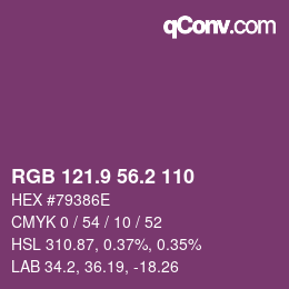 カラーコード: RGB 121.9 56.2 110 | qconv.com