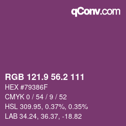 カラーコード: RGB 121.9 56.2 111 | qconv.com