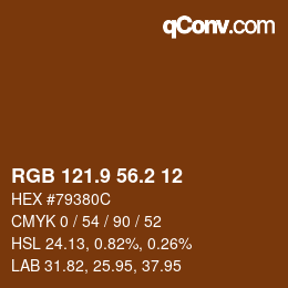 カラーコード: RGB 121.9 56.2 12 | qconv.com