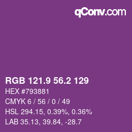 カラーコード: RGB 121.9 56.2 129 | qconv.com
