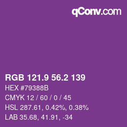 カラーコード: RGB 121.9 56.2 139 | qconv.com