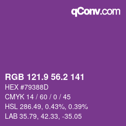 カラーコード: RGB 121.9 56.2 141 | qconv.com