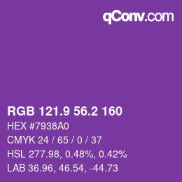 カラーコード: RGB 121.9 56.2 160 | qconv.com