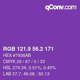 カラーコード: RGB 121.9 56.2 171 | qconv.com