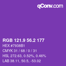 カラーコード: RGB 121.9 56.2 177 | qconv.com