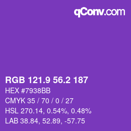 カラーコード: RGB 121.9 56.2 187 | qconv.com