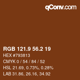 Color code: RGB 121.9 56.2 19 | qconv.com