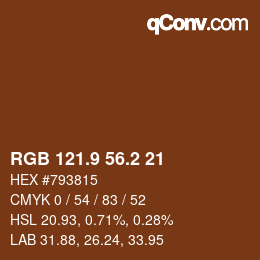 Color code: RGB 121.9 56.2 21 | qconv.com