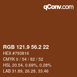 Color code: RGB 121.9 56.2 22 | qconv.com
