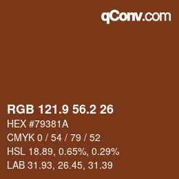 Color code: RGB 121.9 56.2 26 | qconv.com