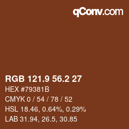 カラーコード: RGB 121.9 56.2 27 | qconv.com
