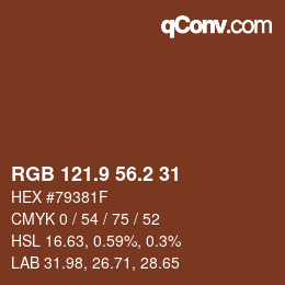 カラーコード: RGB 121.9 56.2 31 | qconv.com
