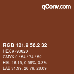 Color code: RGB 121.9 56.2 32 | qconv.com