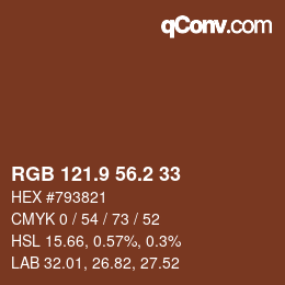 Color code: RGB 121.9 56.2 33 | qconv.com