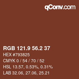 Color code: RGB 121.9 56.2 37 | qconv.com