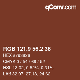カラーコード: RGB 121.9 56.2 38 | qconv.com