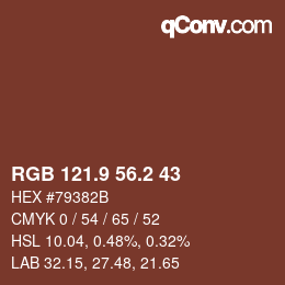 カラーコード: RGB 121.9 56.2 43 | qconv.com
