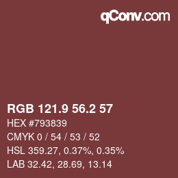 Color code: RGB 121.9 56.2 57 | qconv.com