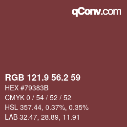 Color code: RGB 121.9 56.2 59 | qconv.com