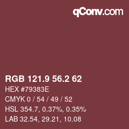 カラーコード: RGB 121.9 56.2 62 | qconv.com