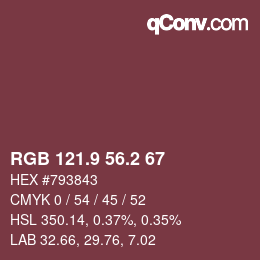 カラーコード: RGB 121.9 56.2 67 | qconv.com