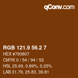 Color code: RGB 121.9 56.2 7 | qconv.com