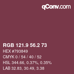 Color code: RGB 121.9 56.2 73 | qconv.com