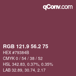 カラーコード: RGB 121.9 56.2 75 | qconv.com