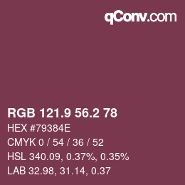 Color code: RGB 121.9 56.2 78 | qconv.com