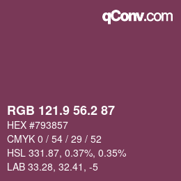 Farbcode: RGB 121.9 56.2 87 | qconv.com