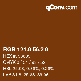 Color code: RGB 121.9 56.2 9 | qconv.com