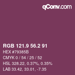 カラーコード: RGB 121.9 56.2 91 | qconv.com