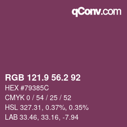 Color code: RGB 121.9 56.2 92 | qconv.com