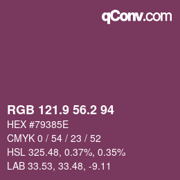 カラーコード: RGB 121.9 56.2 94 | qconv.com