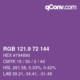 カラーコード: RGB 121.9 72 144 | qconv.com