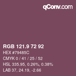 Color code: RGB 121.9 72 92 | qconv.com