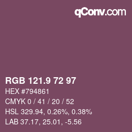 Color code: RGB 121.9 72 97 | qconv.com