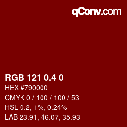カラーコード: RGB 121 0.4 0 | qconv.com